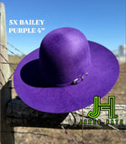 New 2025 Bailey 5X Fur Felt Purple 4” Brim and 6” crown