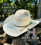 2024 Jobes Hats Bangora Straw Hat “STAR” 4”1/4 Brim (Comes open and flat)