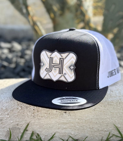 New 2024 Jobes Hats- Black/White Grey Aztec patch