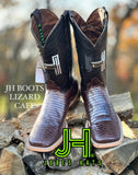 New 2024 Mens JH Lizard “Cafe” Square Toe Boots