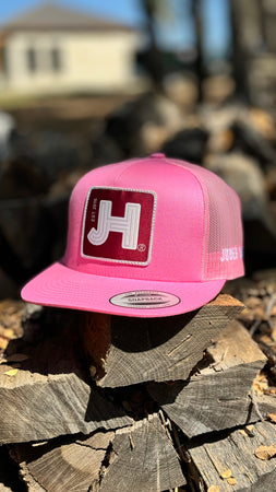 New 2022 Jobes Trucker Cap- All Pink Solid Maroon Patch