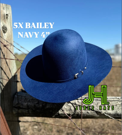 New 2025 Bailey 5X Fur Felt Navy 4” Brim and 6” crown