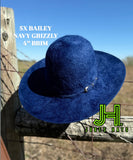 New 2025 Bailey 5X Fur Felt Navy Grizzly 4” Brim and 6” crown