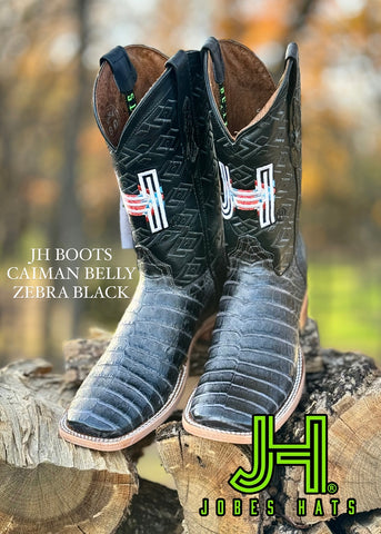 Black caiman cowboy top boots