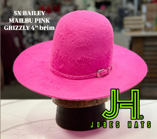 New 2025 Bailey 5X Fur Felt Malibu Pink Grizzly 4” Brim and 6” crown