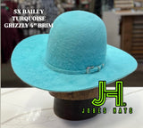 New 2025 Bailey 5X Fur Felt Turquoise Grizzly 4” Brim and 6” crown