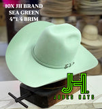 New 10X JH Sea Green Felt 6”crown 4”1/4 brim