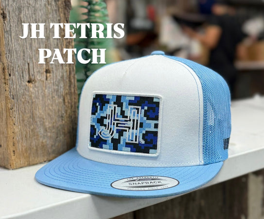 New 2024 JH cap- White/Baby Blue Tetris patch