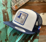 New 2020 Jobes Cap- White and Navy Texas blue/grey patch