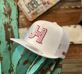 New 2020 Jobes Hats Trucker - All White 3D white JH/Red outline