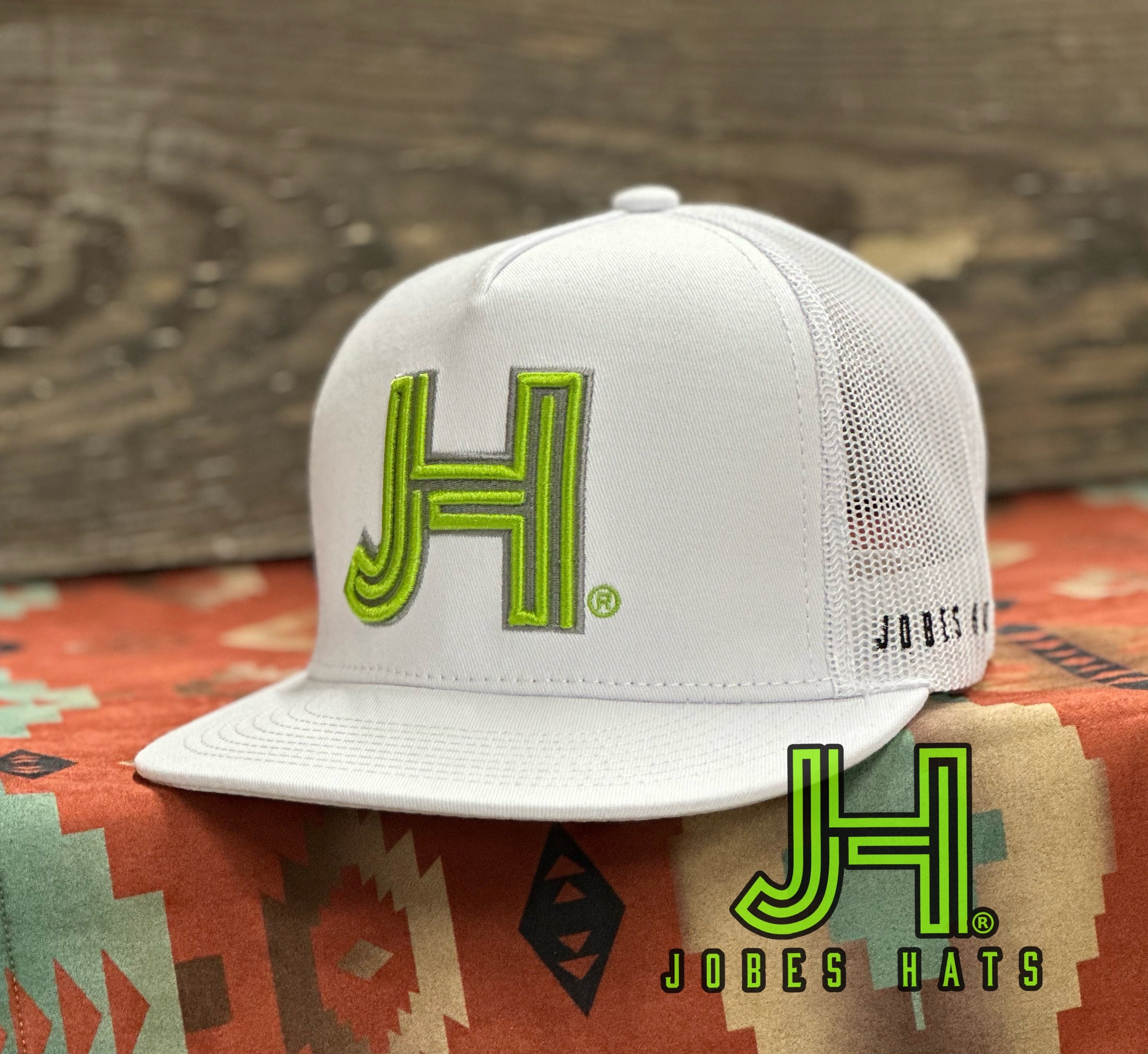 NEW 2023 Jobes Trucker outline White All 3D Jobes Hats Green/Charcoal Cap Neon | 
