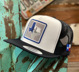 New 2020 Jobes Cap- White and Black Texas Blue/Grey Patch